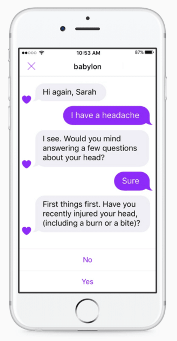 Babylon Health's chatbot app