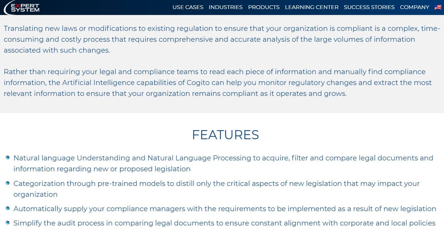 Expert System ties a compliance painpoint in financial services to the capabilities of its products