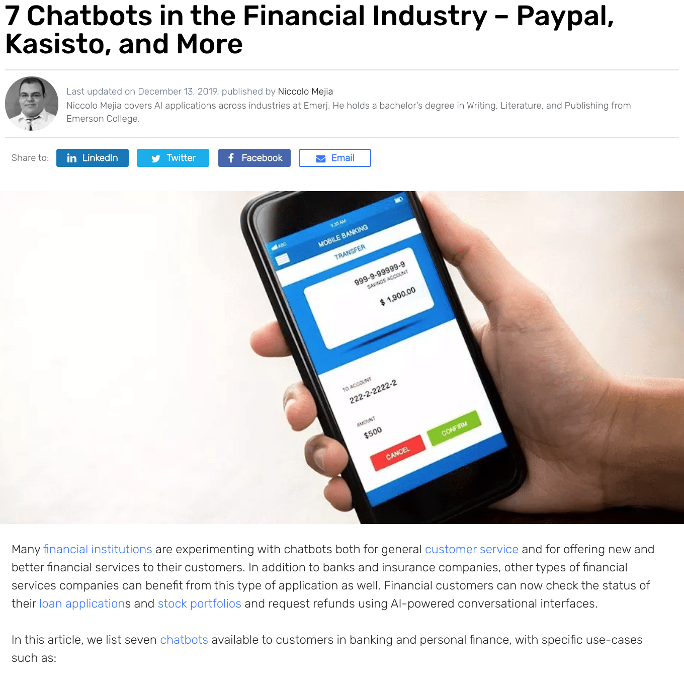 Financial Chatbots