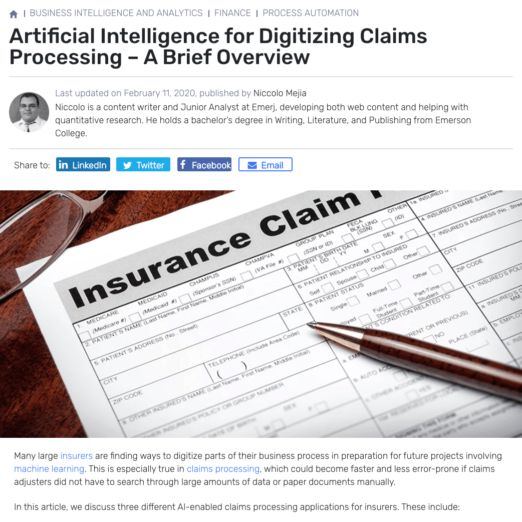 AI for claim Processing