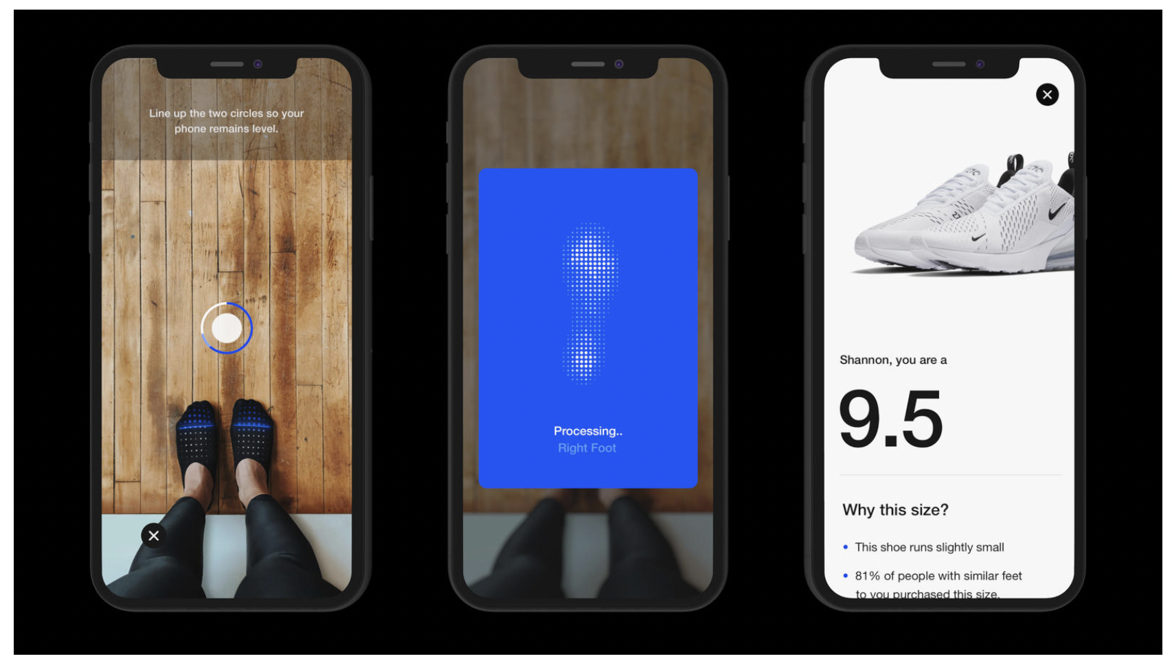 An image that show how the Nike Fit App Works